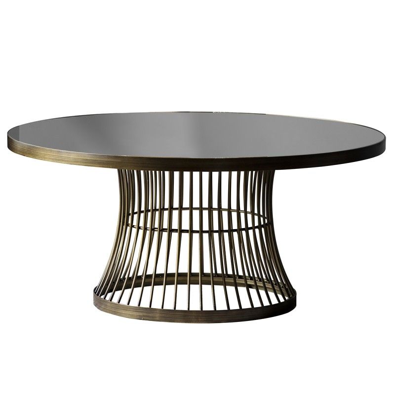 Newest Paddy Metal Round Coffee Table, 90cm, Black / Antique Brass With Metal Coffee Tables (View 15 of 20)