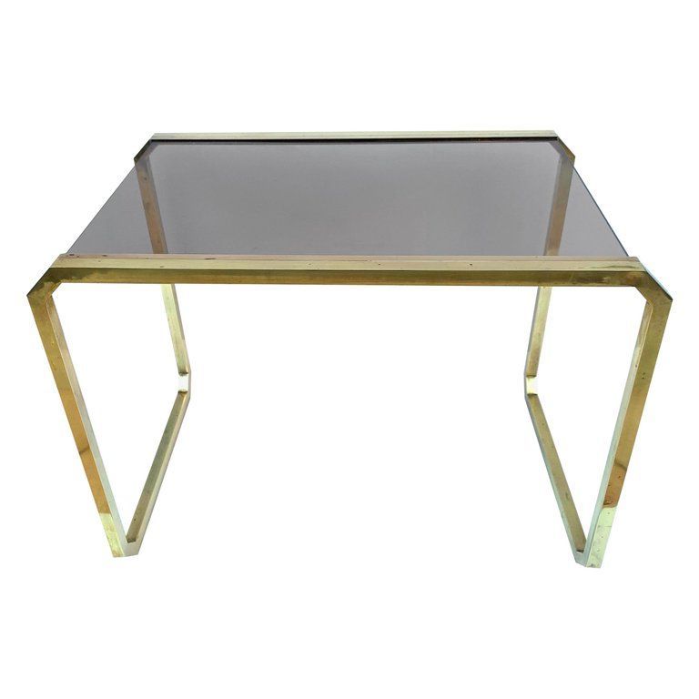 Newest Romeo Rega Style Coffee Table In Brass And Smoked Glass Pertaining To Brass Smoked Glass Cocktail Tables (View 16 of 20)