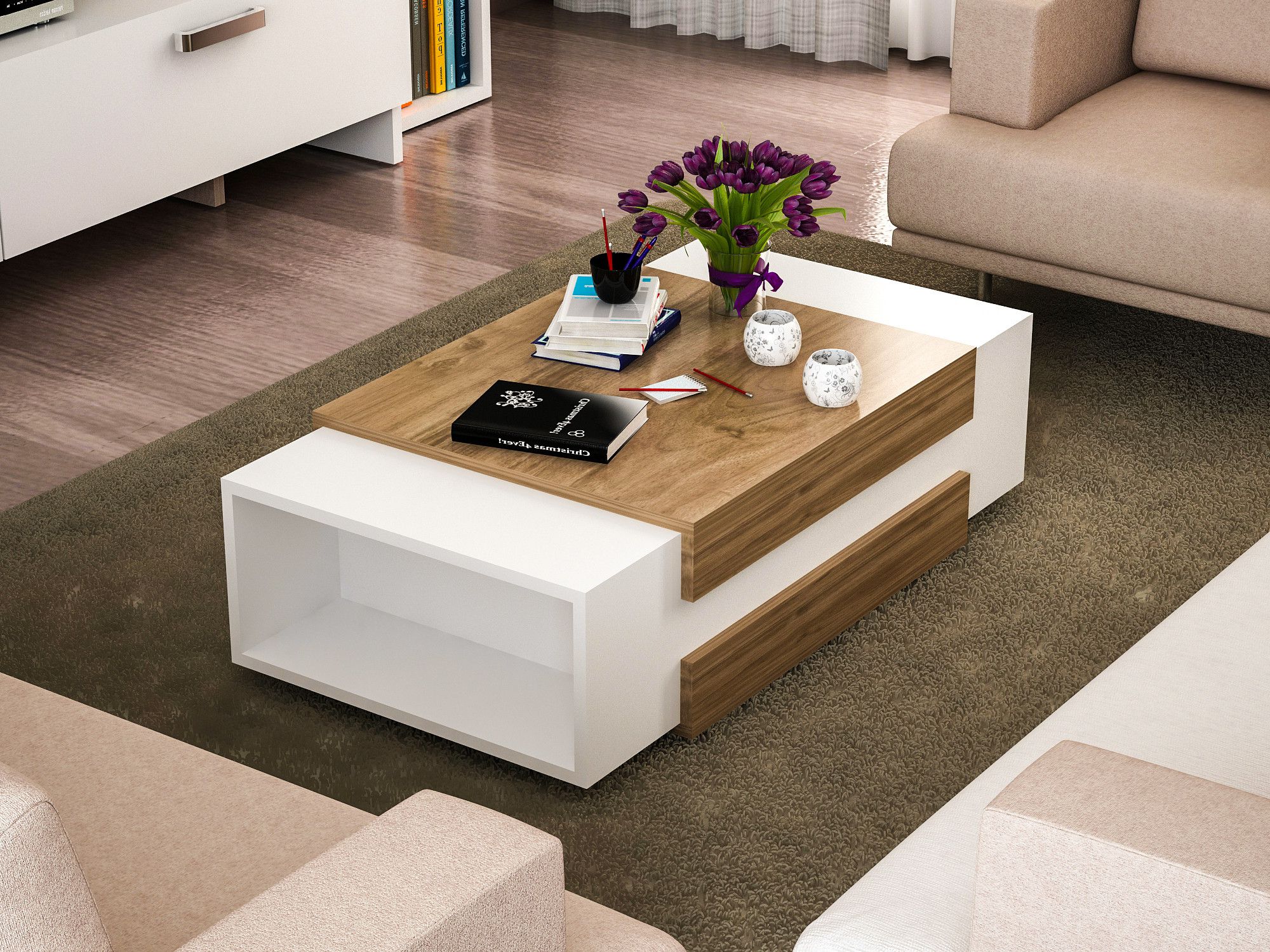 Nora – White, Walnut Coffee Table (View 20 of 20)