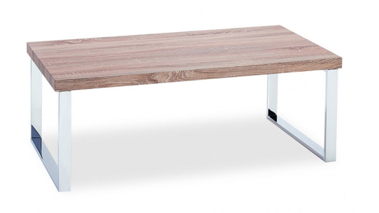 Oak Wood And Metal Legs Coffee Tables With Trendy Veneer Coffee Table With Stainless Steel Legs – Homegenies (View 20 of 20)