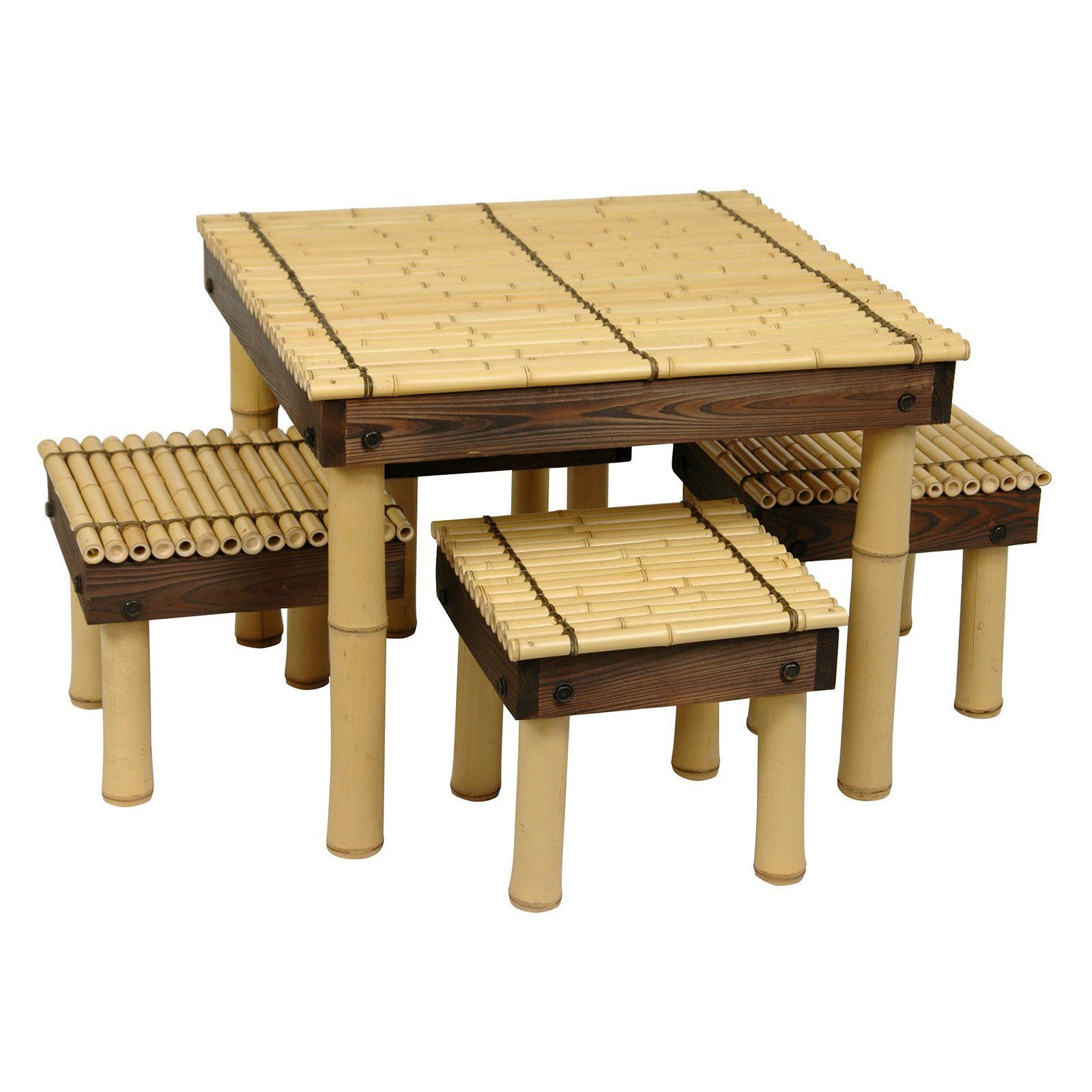 Oriental Furniture Zen Bamboo 5 Piece Coffee Table Patio For Well Liked 5 Piece Coffee Tables (View 8 of 20)