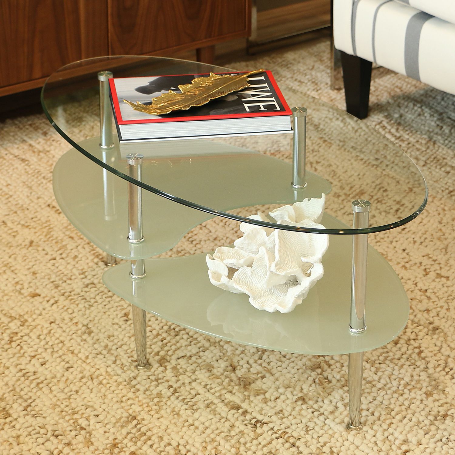 Oval Glass Coffee Table With Chrome Legs – Pier1 Imports In Famous Chrome Coffee Tables (View 6 of 20)