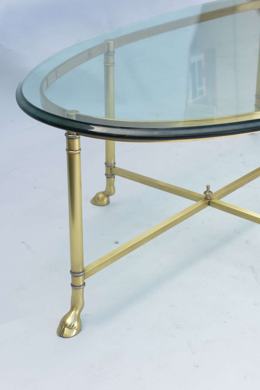 Polished Brass Cocktail Table With Oval Glass Top At 1stdibs Within Most Recent Glass And Gold Oval Coffee Tables (View 17 of 20)