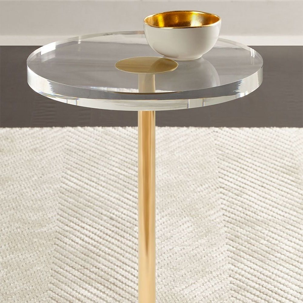 Popular Acrylic Round Side Table Clear Stylish End Table Stainless Pertaining To Gold And Clear Acrylic Side Tables (View 1 of 20)