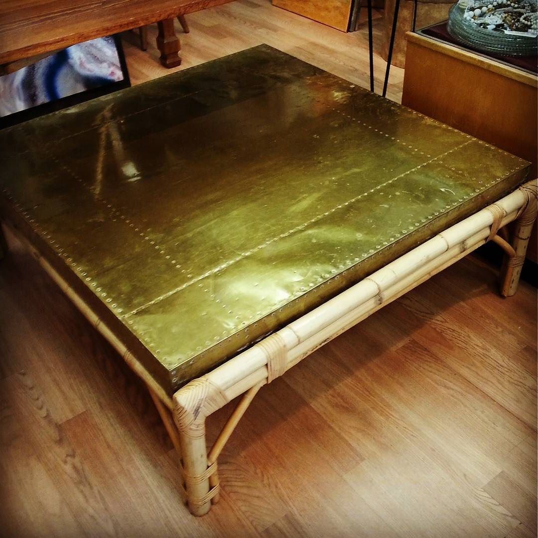 Popular Brass Cocktail Table $125 #mercantilem #andersonville # Intended For Hammered Antique Brass Modern Cocktail Tables (View 15 of 20)