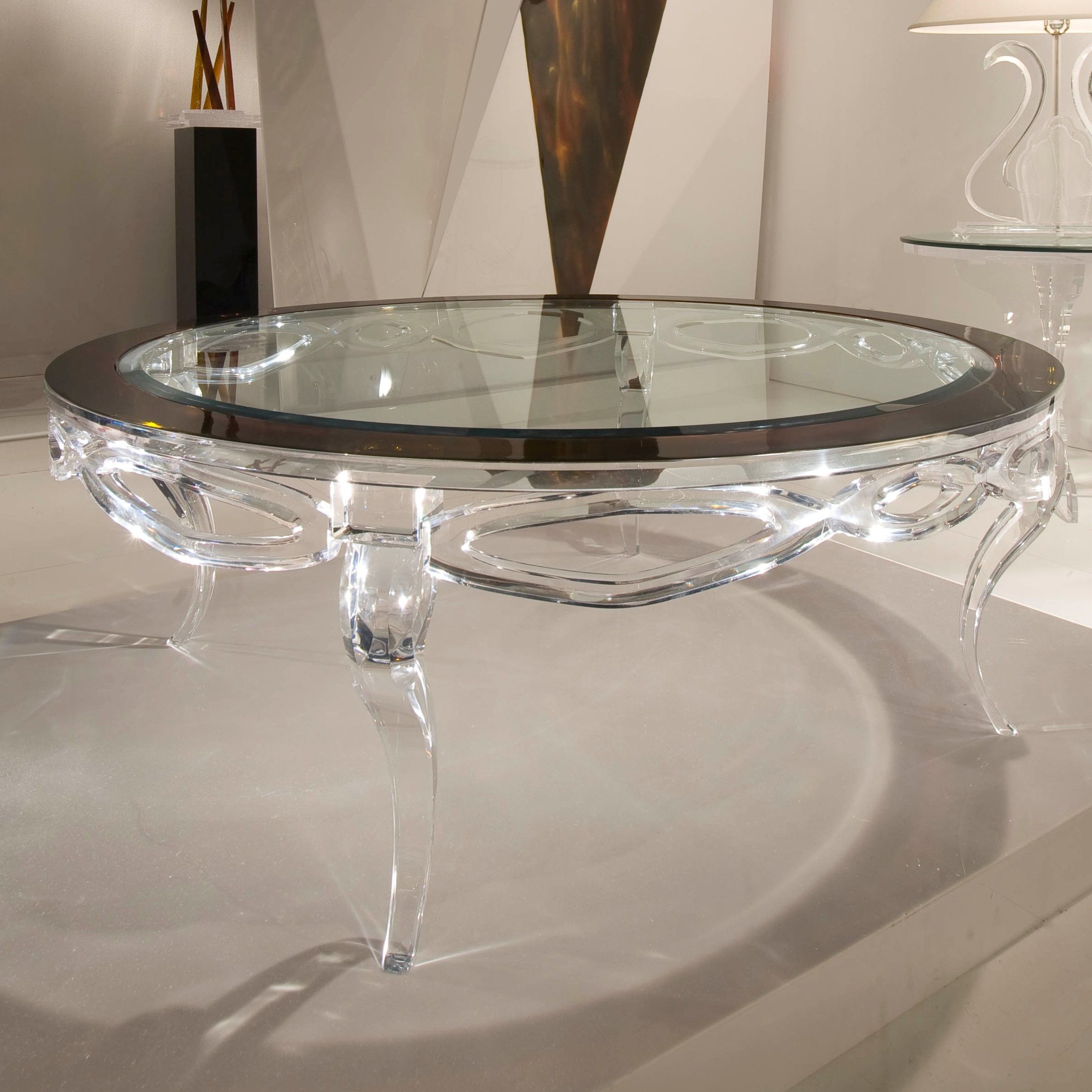 Popular Mademoiselle Round Coffee – Shahrooz Art Inside Silver And Acrylic Coffee Tables (View 1 of 20)
