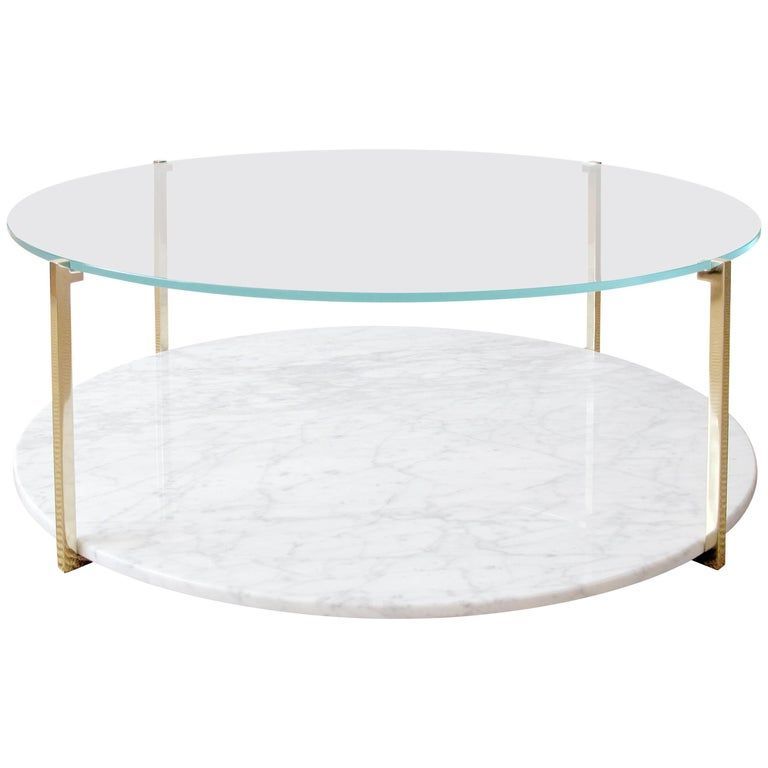 Popular Polished Chrome Round Cocktail Tables Inside Arturo Round Or Oval Polished Brass And Marble Cocktail (View 17 of 20)
