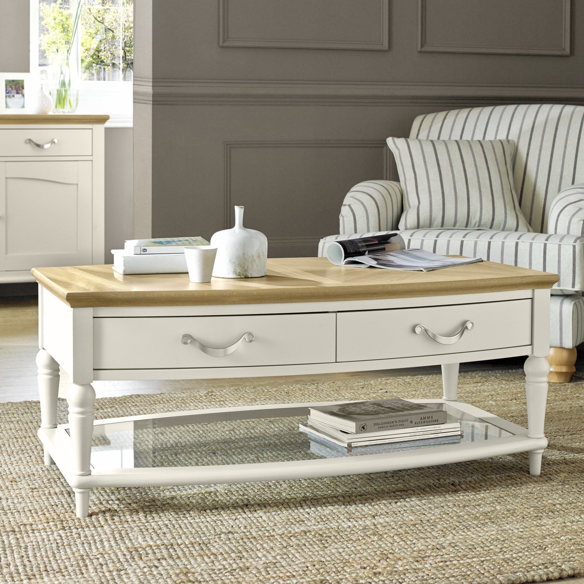 Popular Premier Collection Montreux Pale Oak & Antique White With Vintage Coal Coffee Tables (View 3 of 20)