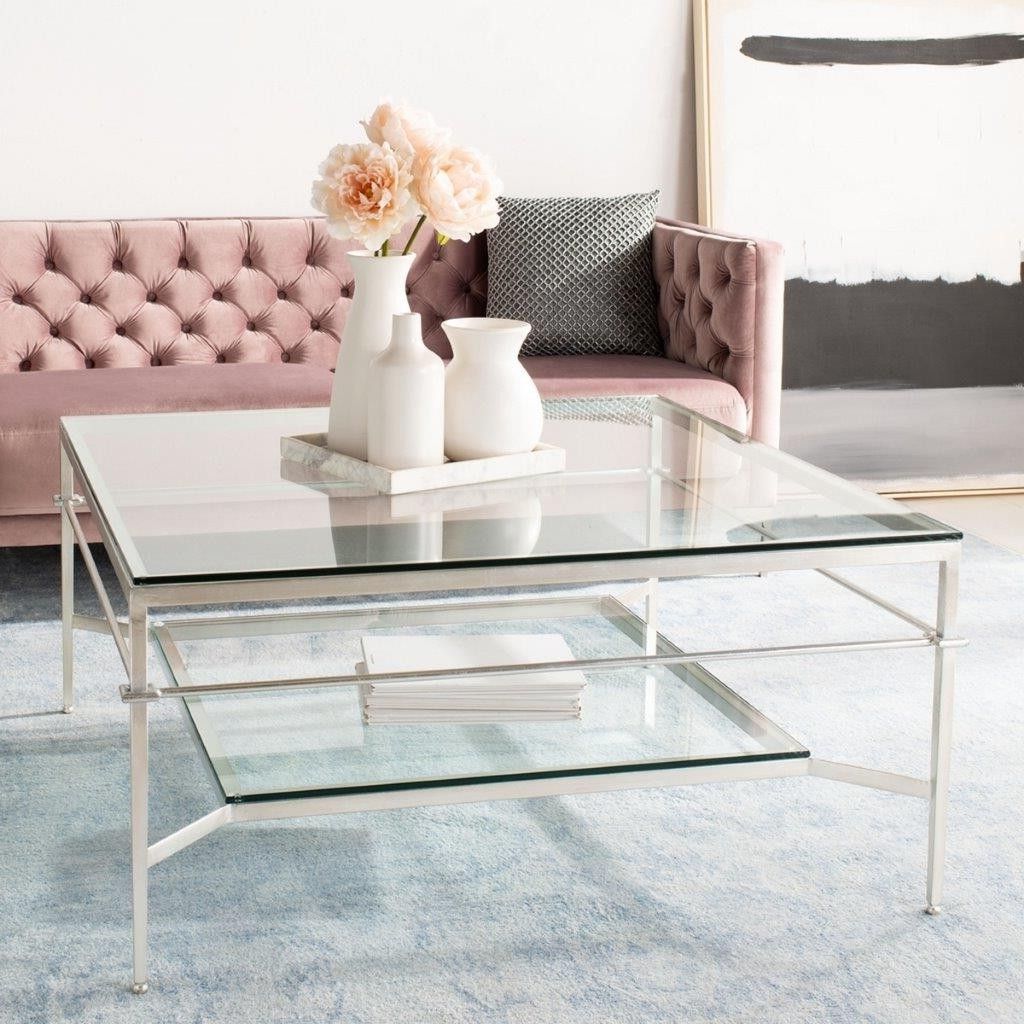 Popular Silver Leaf Rectangle Cocktail Tables Pertaining To Mieka Silver Leaf Glass Cocktail Table – 1stopbedrooms (View 13 of 20)