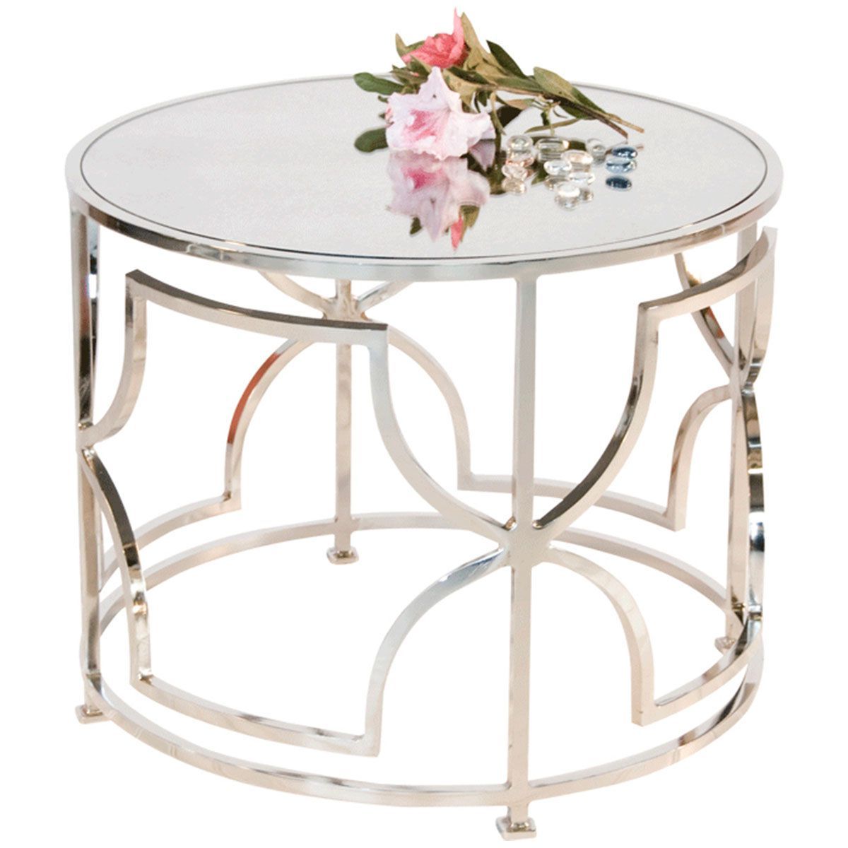 Popular Worlds Away Nickel Plated Round Cocktail Table With Regarding Mirrored Cocktail Tables (View 17 of 20)