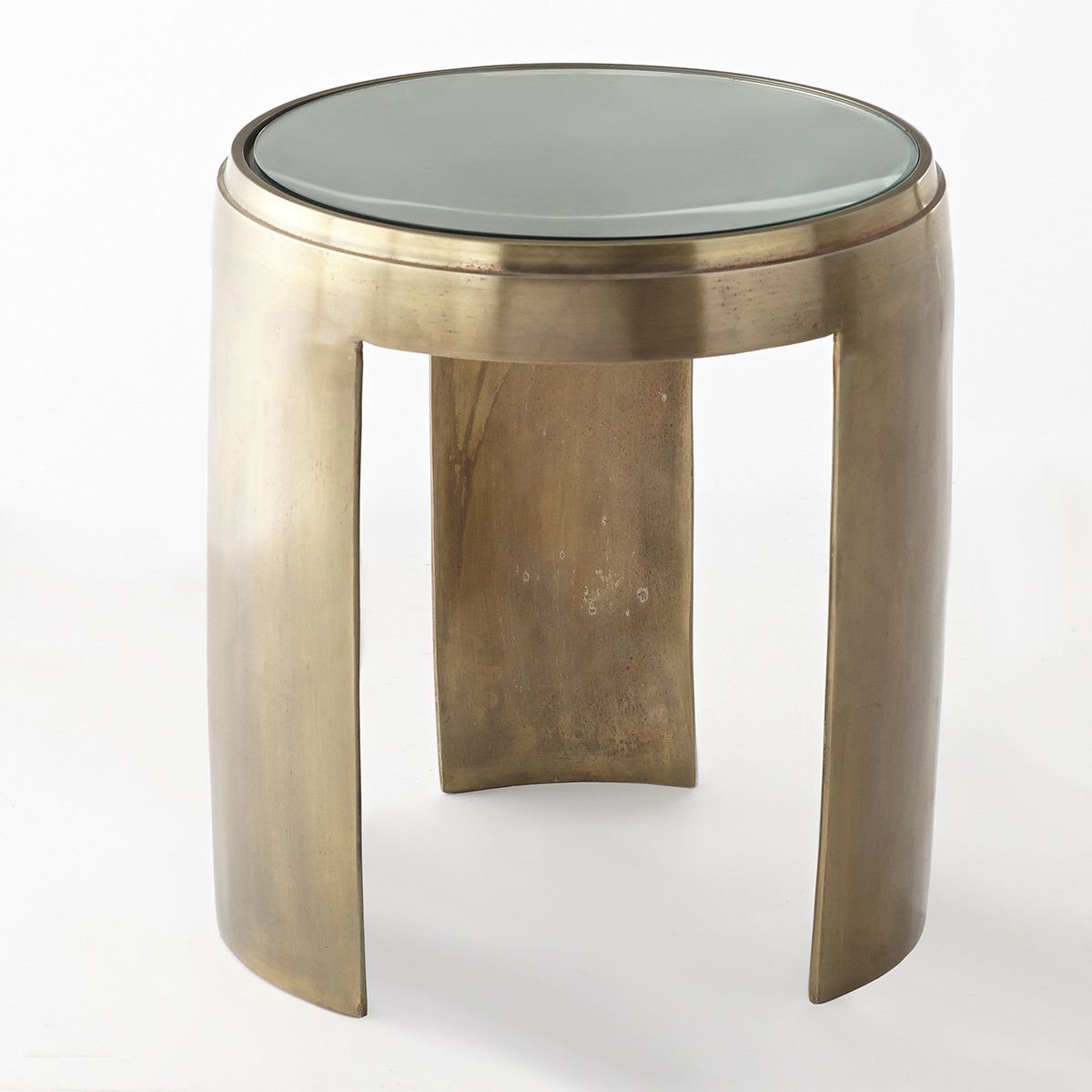 Preferred Coffee Tables With Tripod Legs For Concave Side Table – Antiqued Glass Tripod Curved Leg (View 19 of 20)
