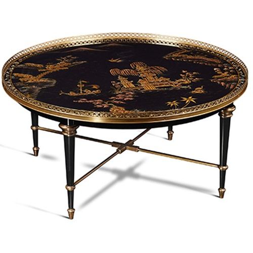 Preferred Dark Coffee Bean Cocktail Tables With Regard To Black Chinoiserie Round Cocktail Table (View 15 of 20)