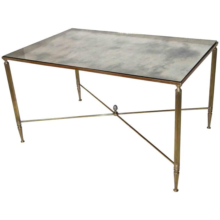 Preferred French Brass X Base Antiqued Mirror Top Cocktail Table For With Regard To Antique Mirror Cocktail Tables (View 2 of 20)