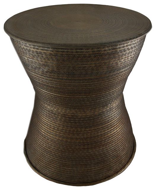 Preferred Hammered Antique Brass Modern Cocktail Tables Inside Antique Brass Hammered Finish Aluminum Accent Stool (View 18 of 20)