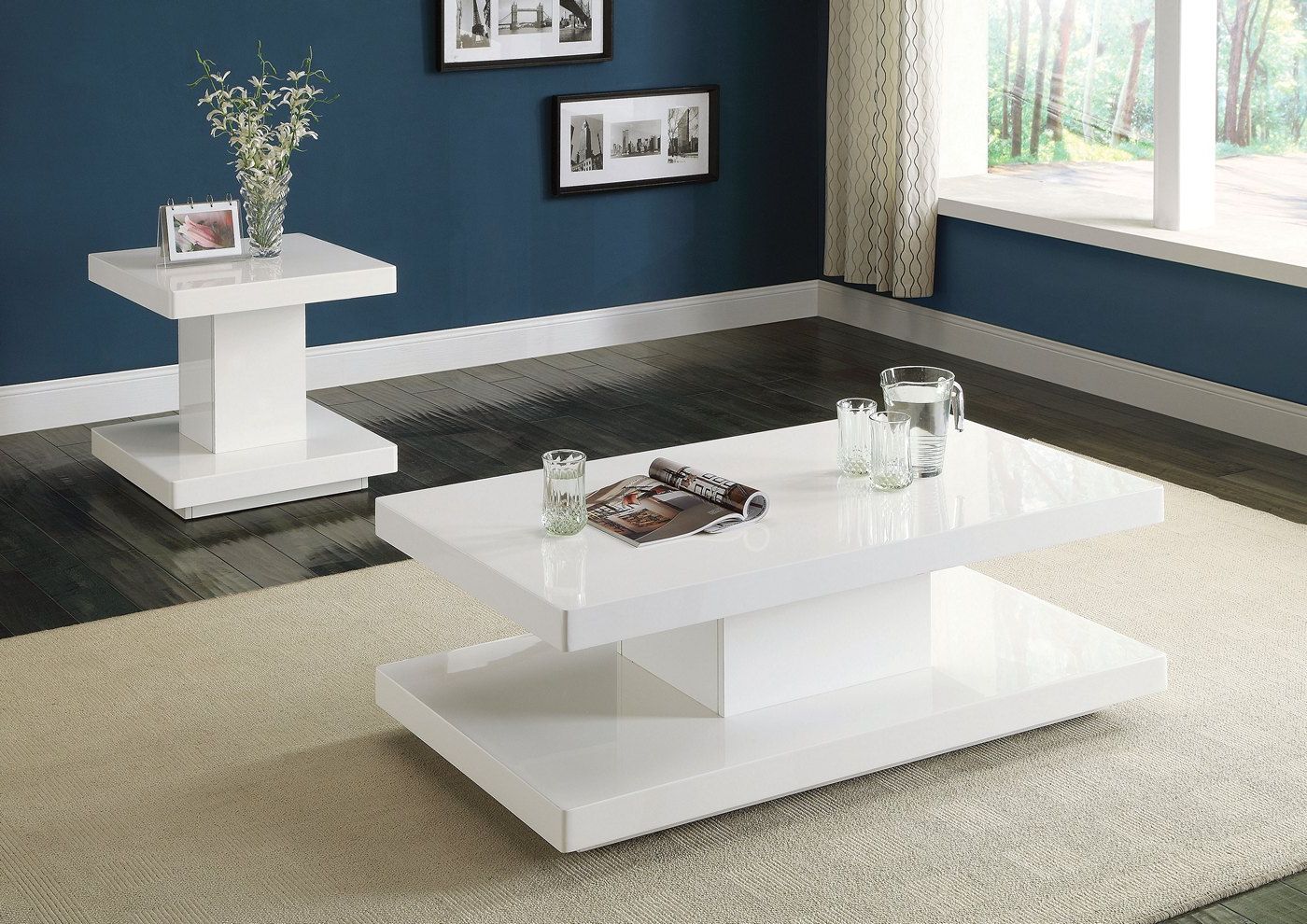 Preferred Ifama Contemporary End Table In White High Gloss Lacquer Pertaining To Gloss White Steel Coffee Tables (View 1 of 20)