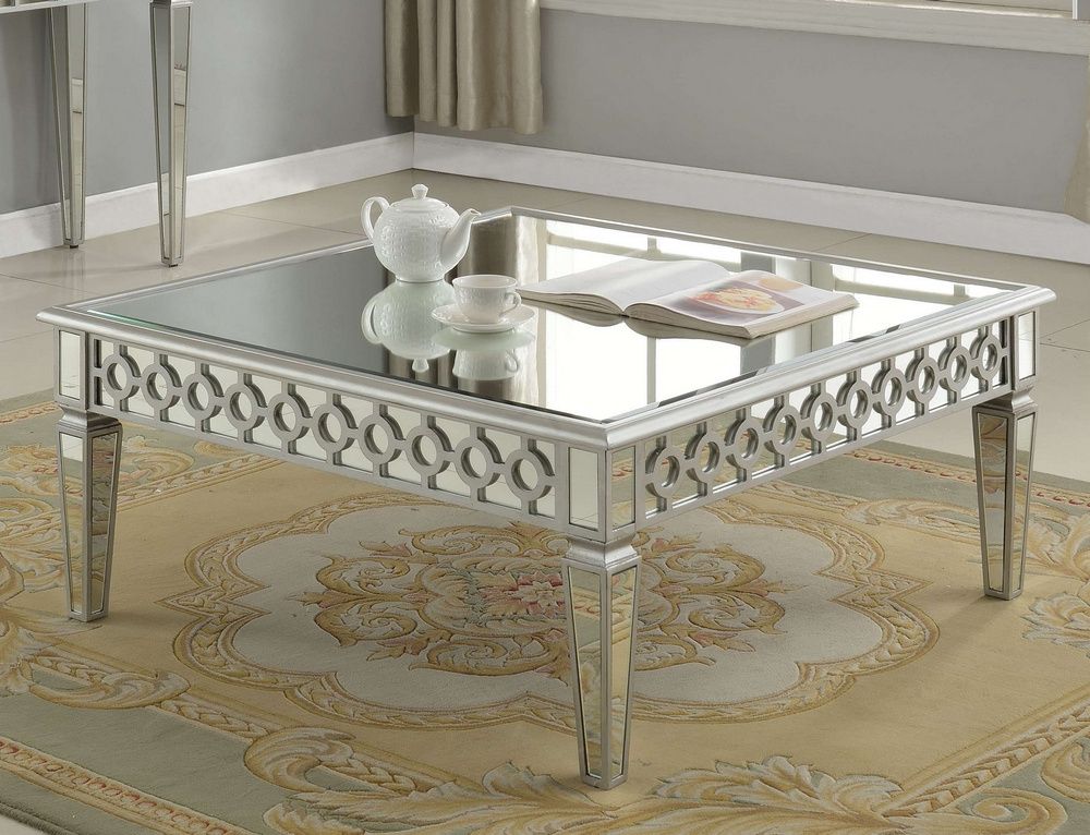 Preferred Mirrored Coffee Tables Throughout Jadyn Silver Mirrored Square Coffee Tablebest Master (View 4 of 20)