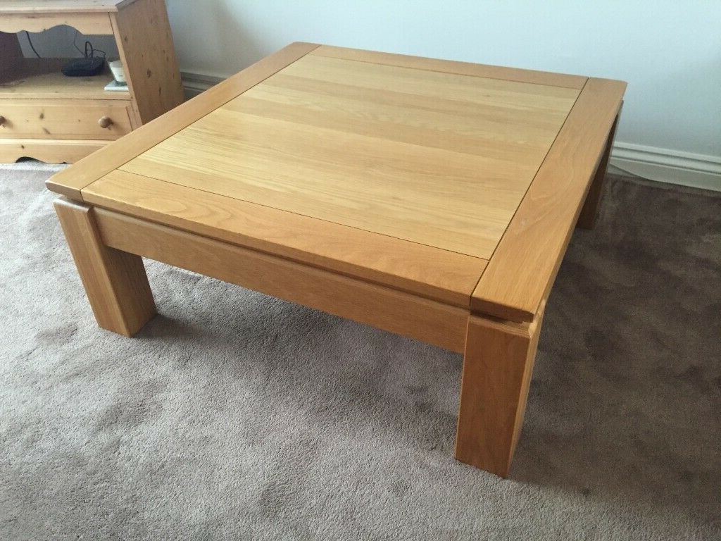 Preferred Smoke Gray Wood Square Coffee Tables Within Beautiful 1m Square Solid Oak Coffee Table (View 4 of 20)