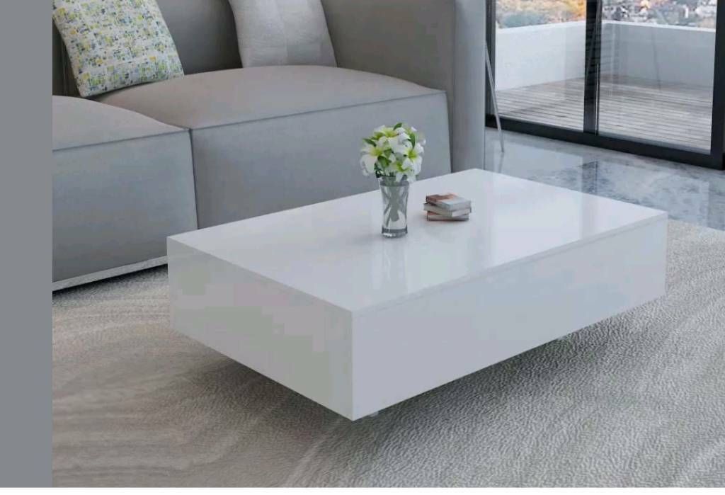 Preferred White High Gloss Floating Coffee Table (View 4 of 20)