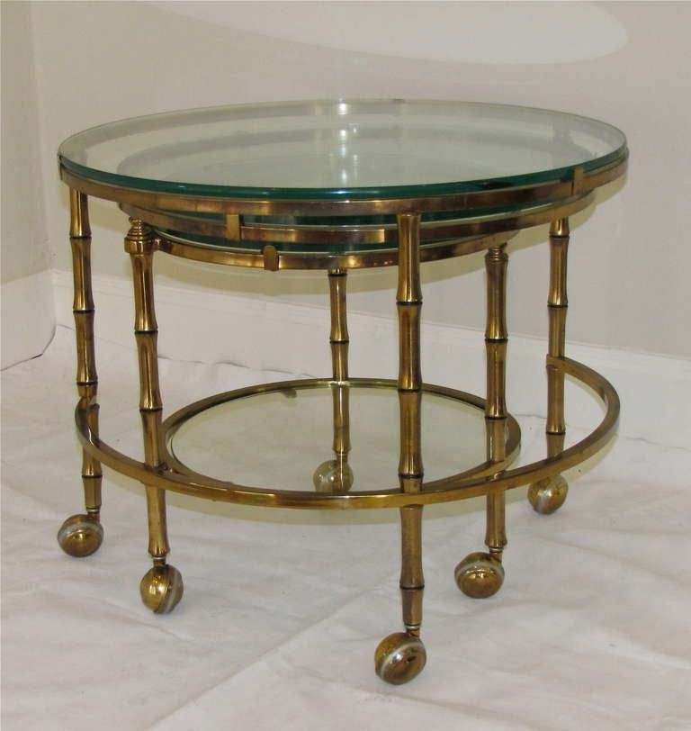 Recent 3 Tier Coffee Tables With 3 Tier Swivel Extending Faux Brass Bamboo Cocktail Table (View 19 of 20)