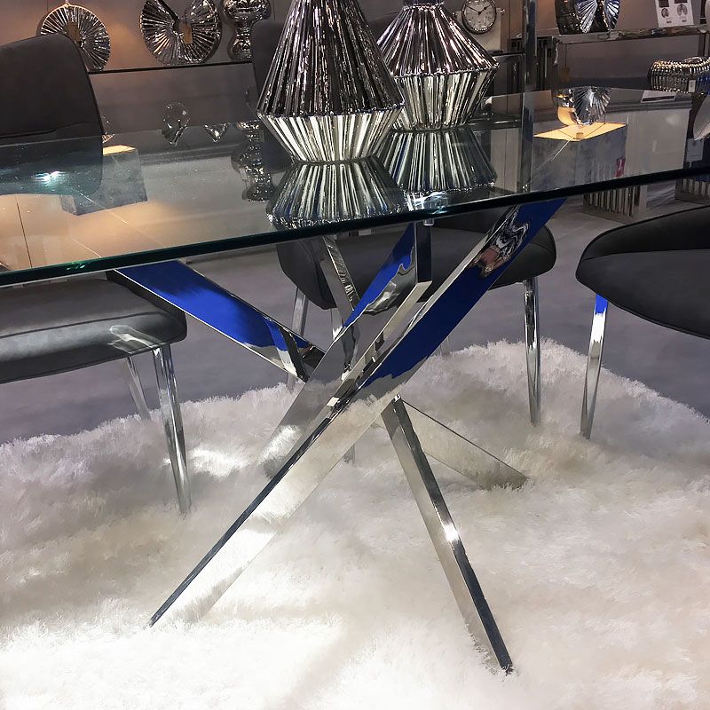 Recent Chrome And Glass Rectangular Coffee Tables In Aurelia Chrome And Glass Rectangular Dining Table 160cm (View 14 of 20)