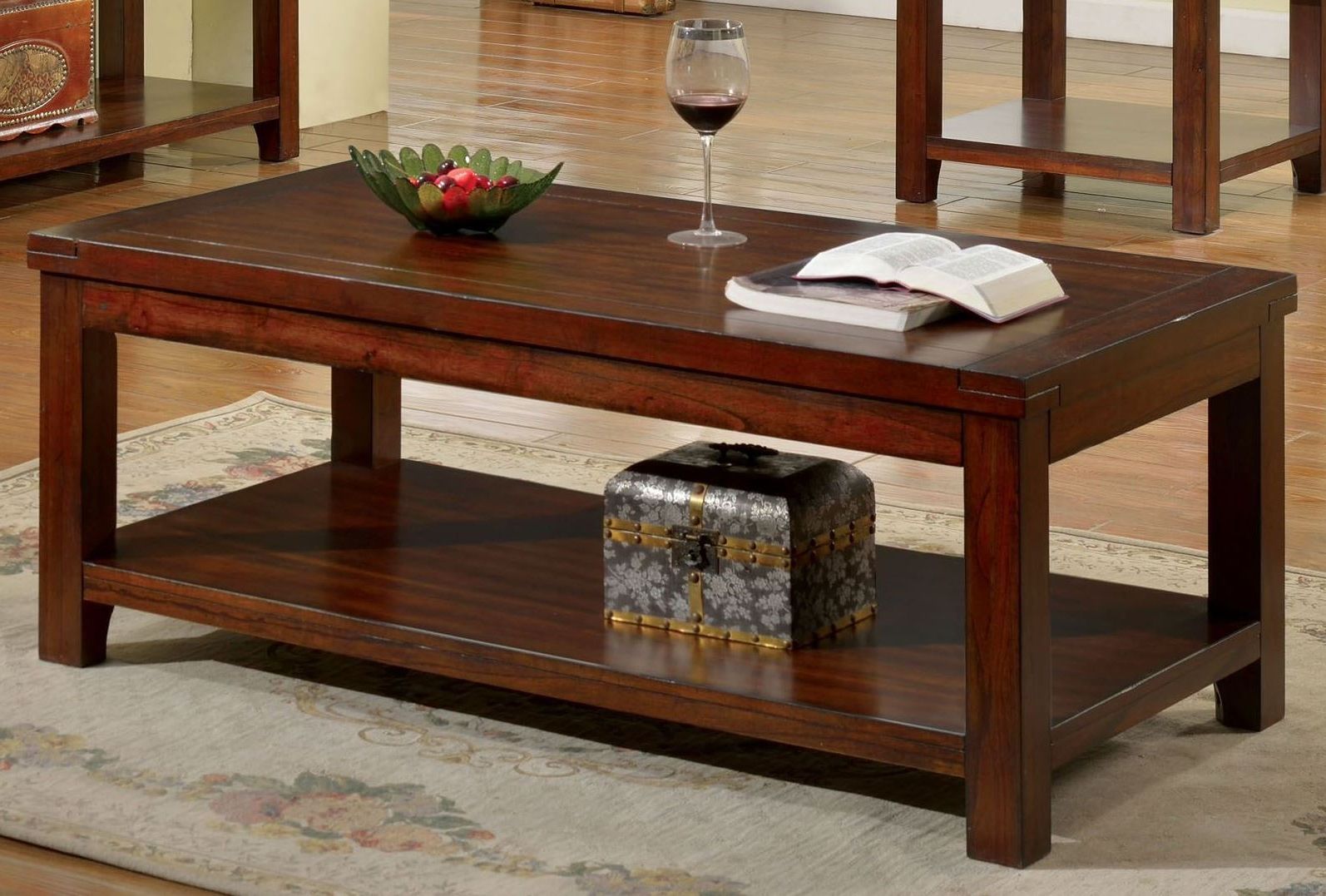 Recent Heartwood Cherry Wood Coffee Tables Pertaining To Estell Cherry Coffee Table From Furniture Of America (View 2 of 20)