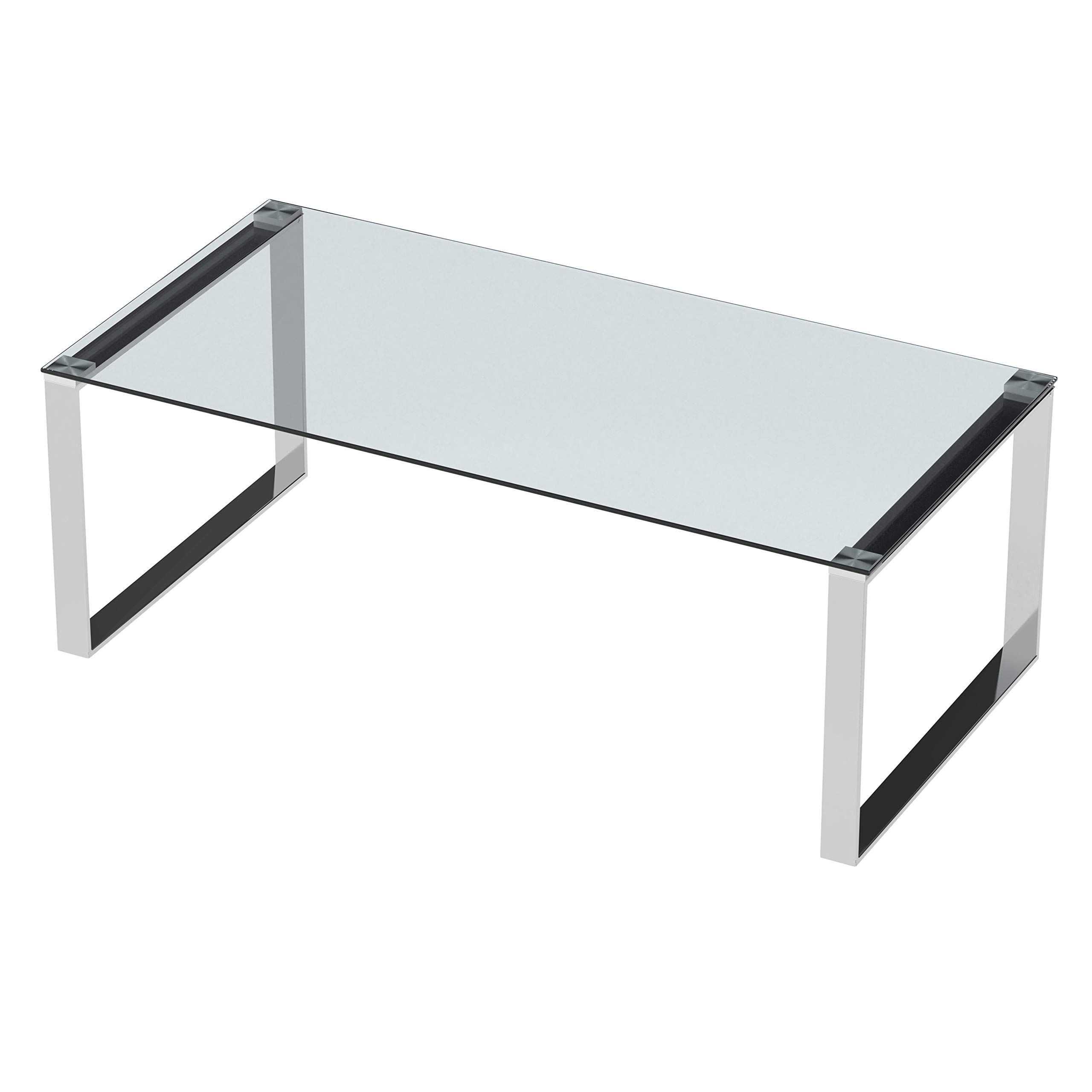 Recent Mirrored And Chrome Modern Cocktail Tables Pertaining To Cortesi Home Remi Contemporary Glass Coffee Table With (View 1 of 20)