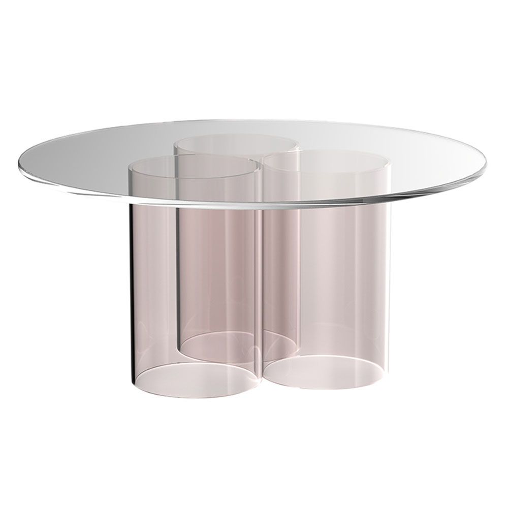Recent Nunki Round Coffee Table – Clear Glass, Blush – Rouse Home With Clear Glass Top Cocktail Tables (View 14 of 20)