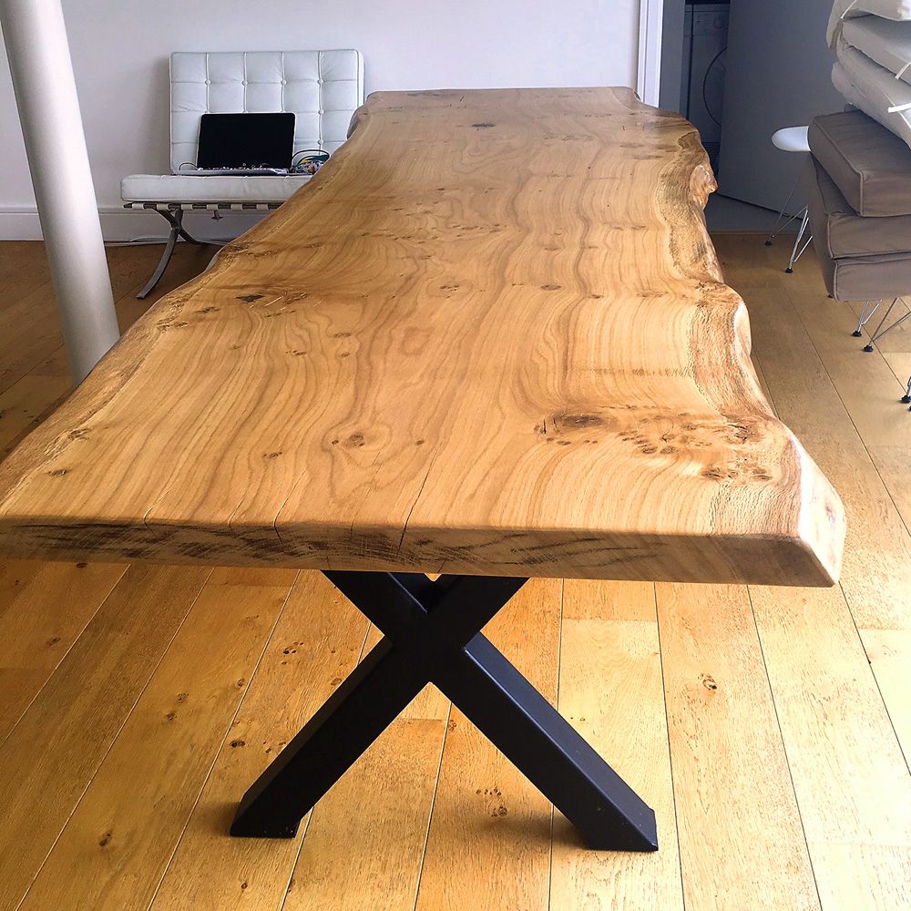 Recent Oak Wood And Metal Legs Coffee Tables With Regard To Handmade Live Edge Oak Slab Dining Table With Metal Legs (View 15 of 20)