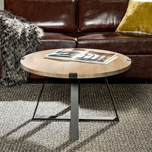 Recent Winmoor Home Transitional Round Coffee Table – Grey Wash For Gray Wash Coffee Tables (View 8 of 20)