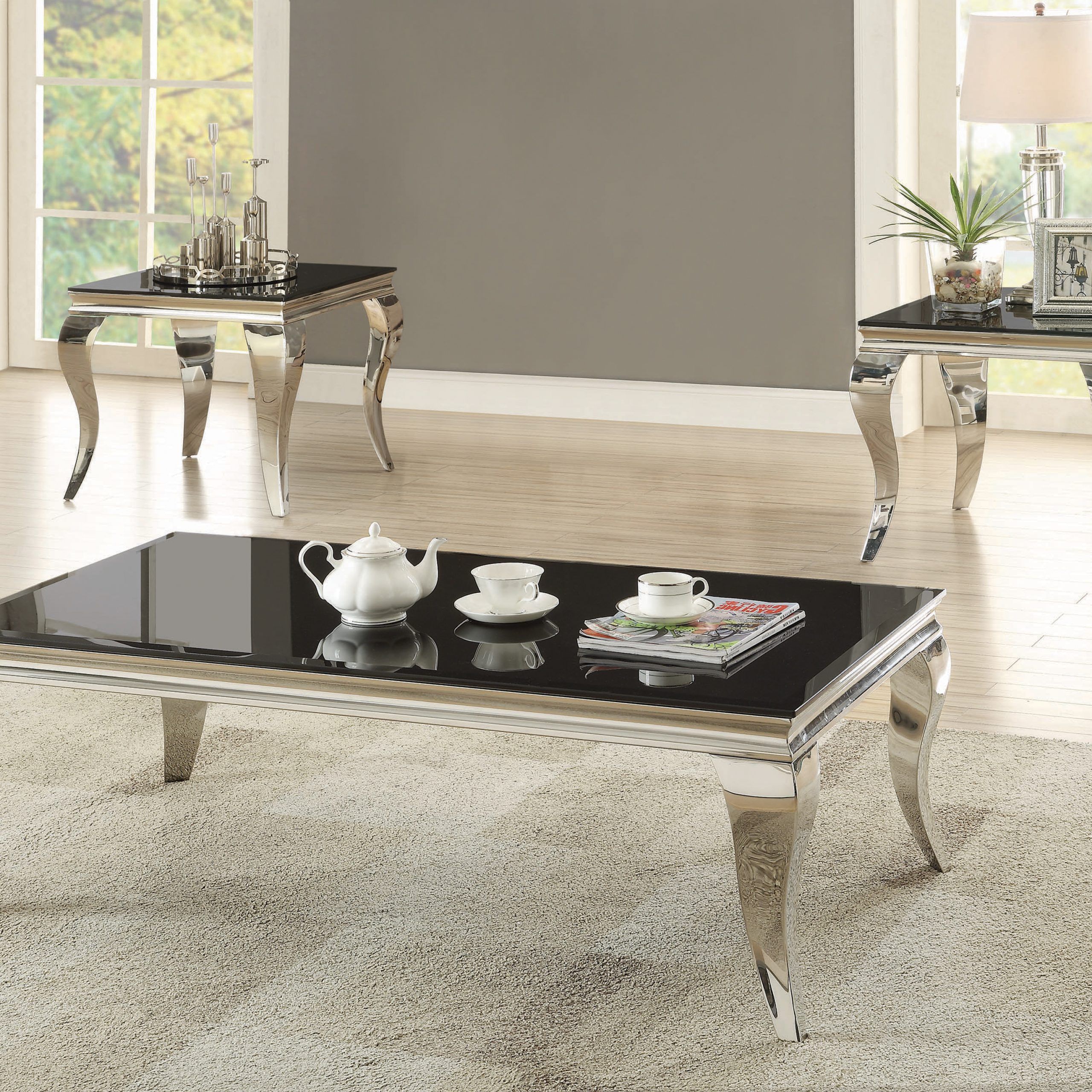 Rectangular Coffee Table Chrome And Black – Coaster Fine Fur For Popular Chrome And Glass Rectangular Coffee Tables (View 20 of 20)