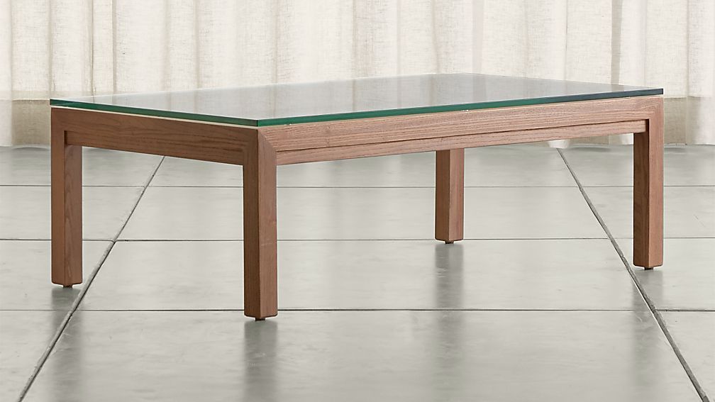 Rectangular Glass Top Coffee Tables For Newest Parsons Clear Glass Top/ Elm Base 48x28 Small Rectangular (View 6 of 20)