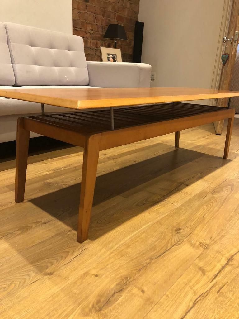 Retro Coffee Table Vintage Mid Century Teak Floating Top Pertaining To Well Known Vintage Coal Coffee Tables (View 7 of 20)