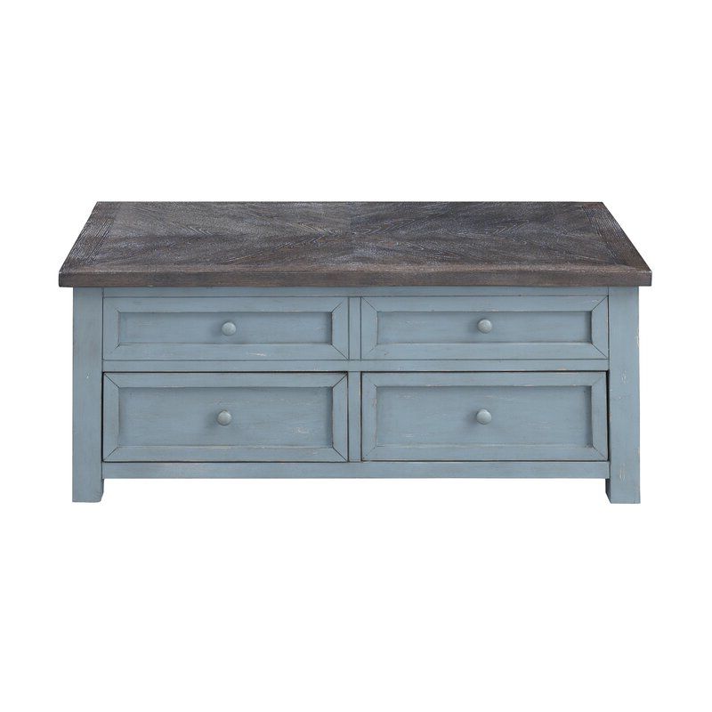 Rosalind Wheeler Bar Harbour Blue 2 Drawer Lift Top In Latest 2 Drawer Cocktail Tables (View 7 of 20)