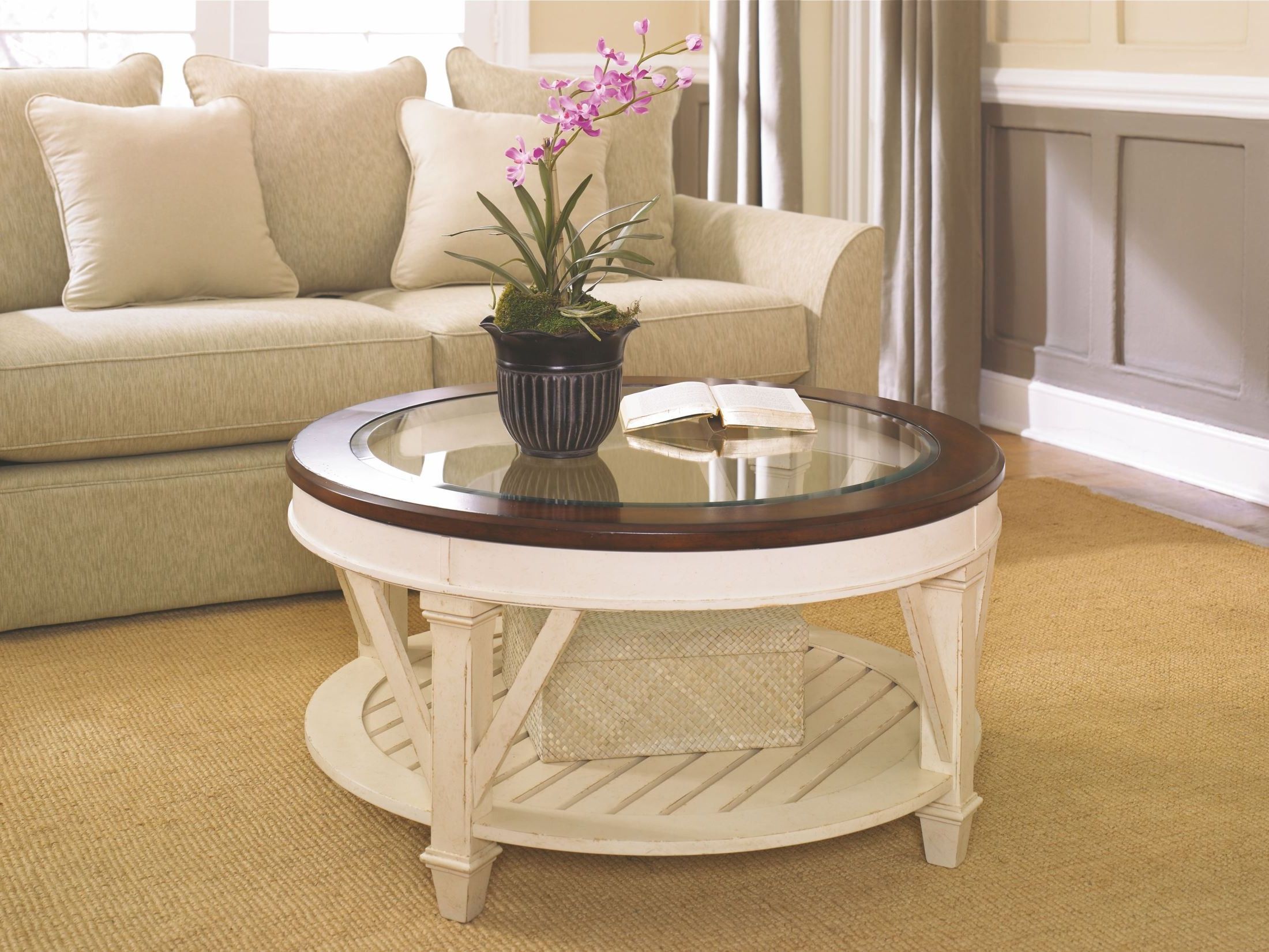 Round Cocktail Tables With Popular Promenade Antique Linen Round Cocktail Table – 1stopbedrooms (View 5 of 20)