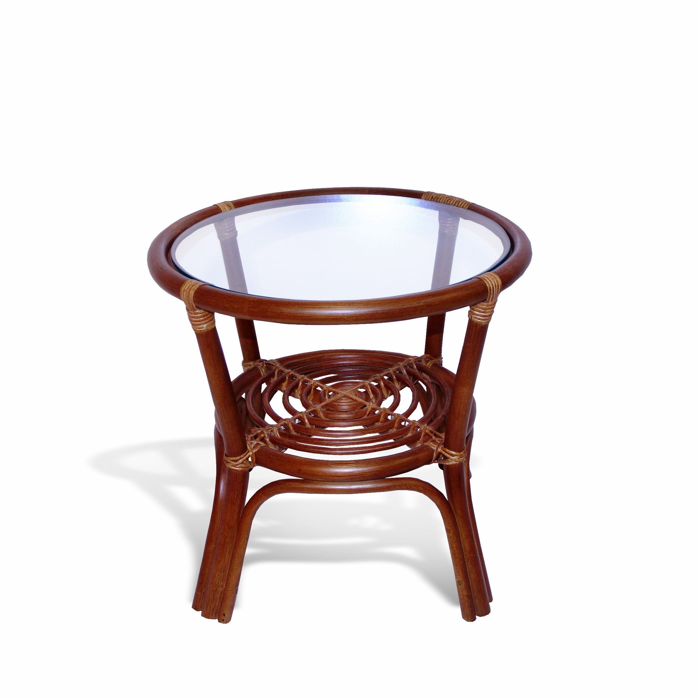 Round Coffee Table W/ Glass Top Natural Rattan Wicker Eco With Latest Natural Woven Banana Coffee Tables (View 14 of 20)