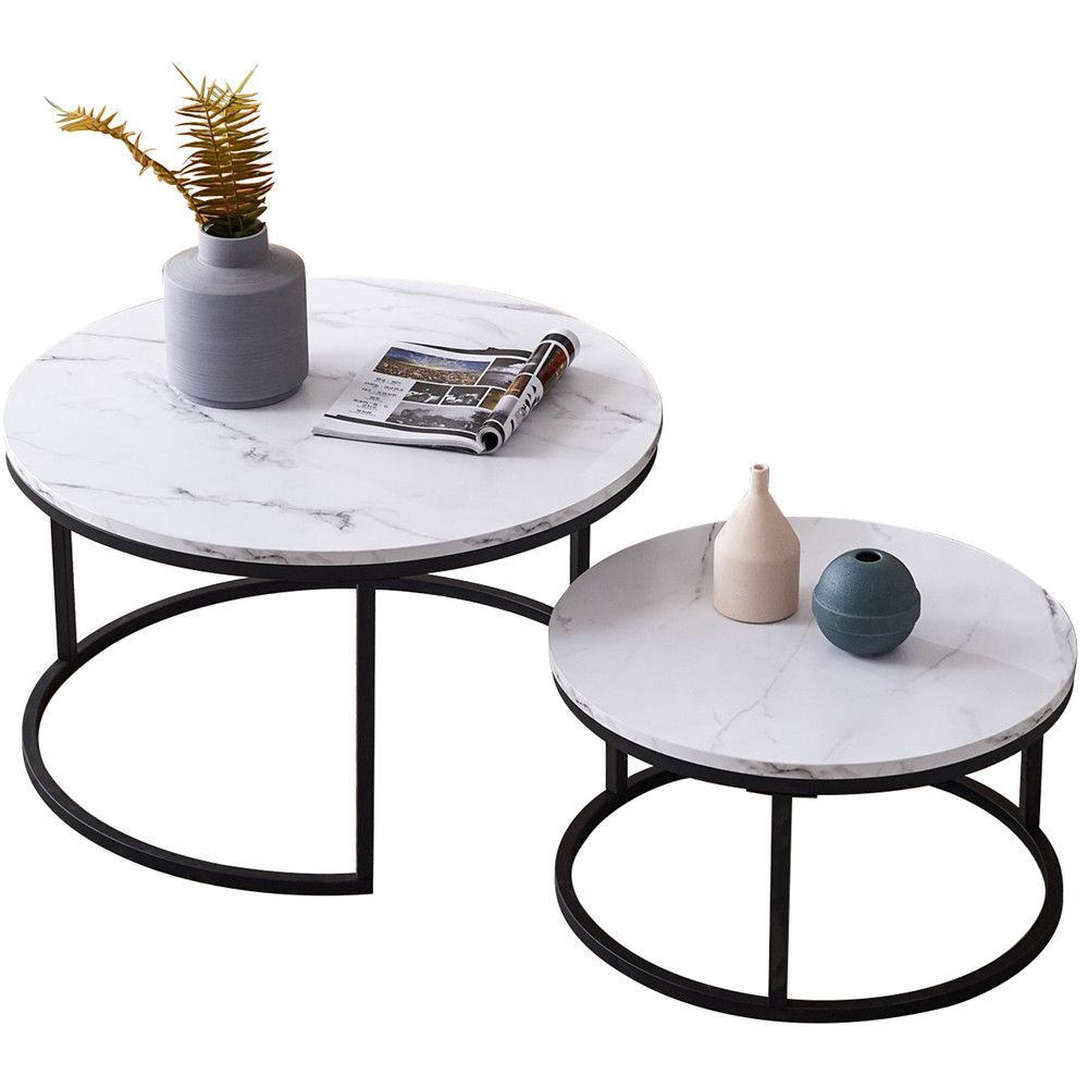 Round Coffee Tables Pertaining To Favorite 2 Piece Set Nesting Round Coffee Table Modern Unique (View 7 of 20)