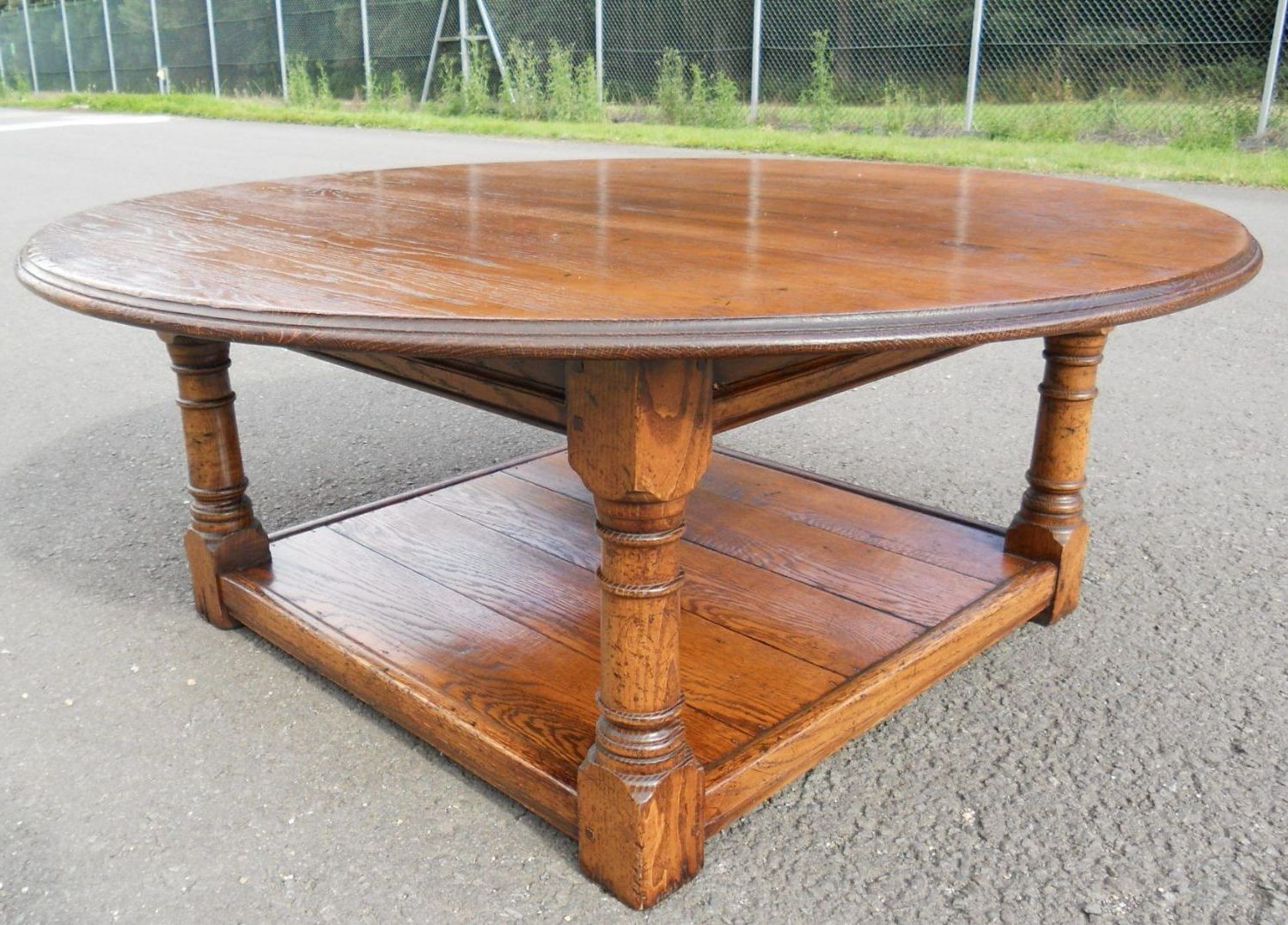 Round Coffee Tables Within Most Current Large Round Oak Coffee Table – Sold (View 8 of 20)