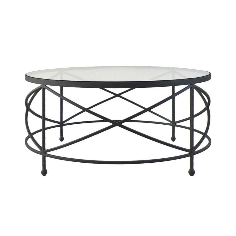 Round Iron Coffee Tables With Preferred Sullivan Glass Top Iron Round Coffee Table, 90cm (View 16 of 20)