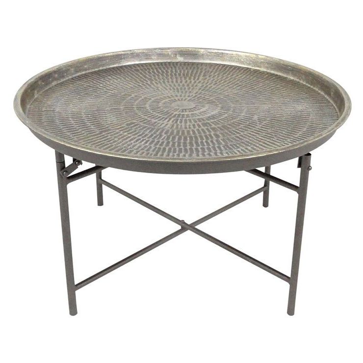 Round Metal Coffee Table, Metal Coffee Throughout Antique Brass Aluminum Round Coffee Tables (View 3 of 20)