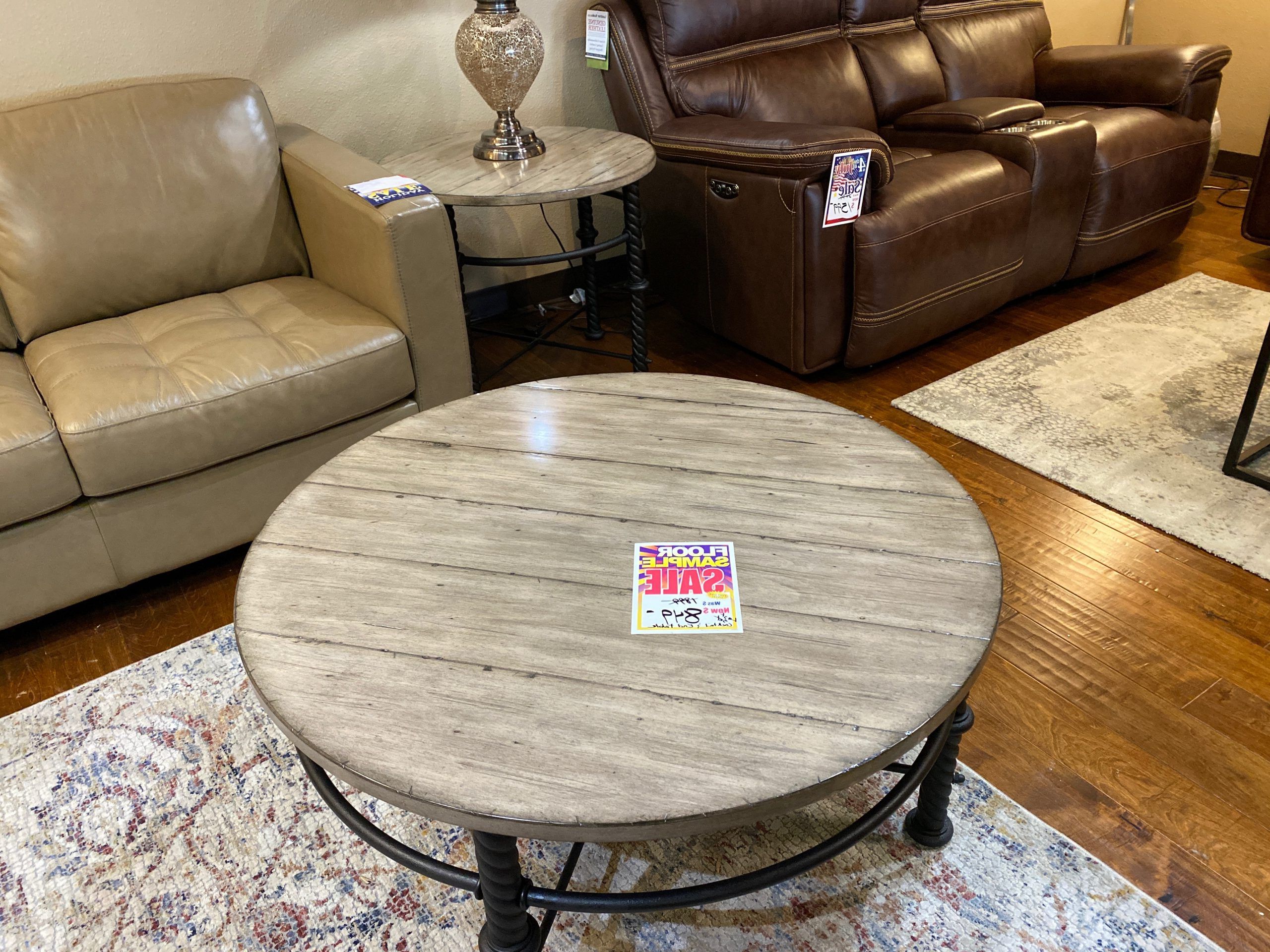 Round Wood And Metal Coffee & End Table Set » Clearance Pertaining To Favorite Antique Brass Aluminum Round Coffee Tables (View 12 of 20)