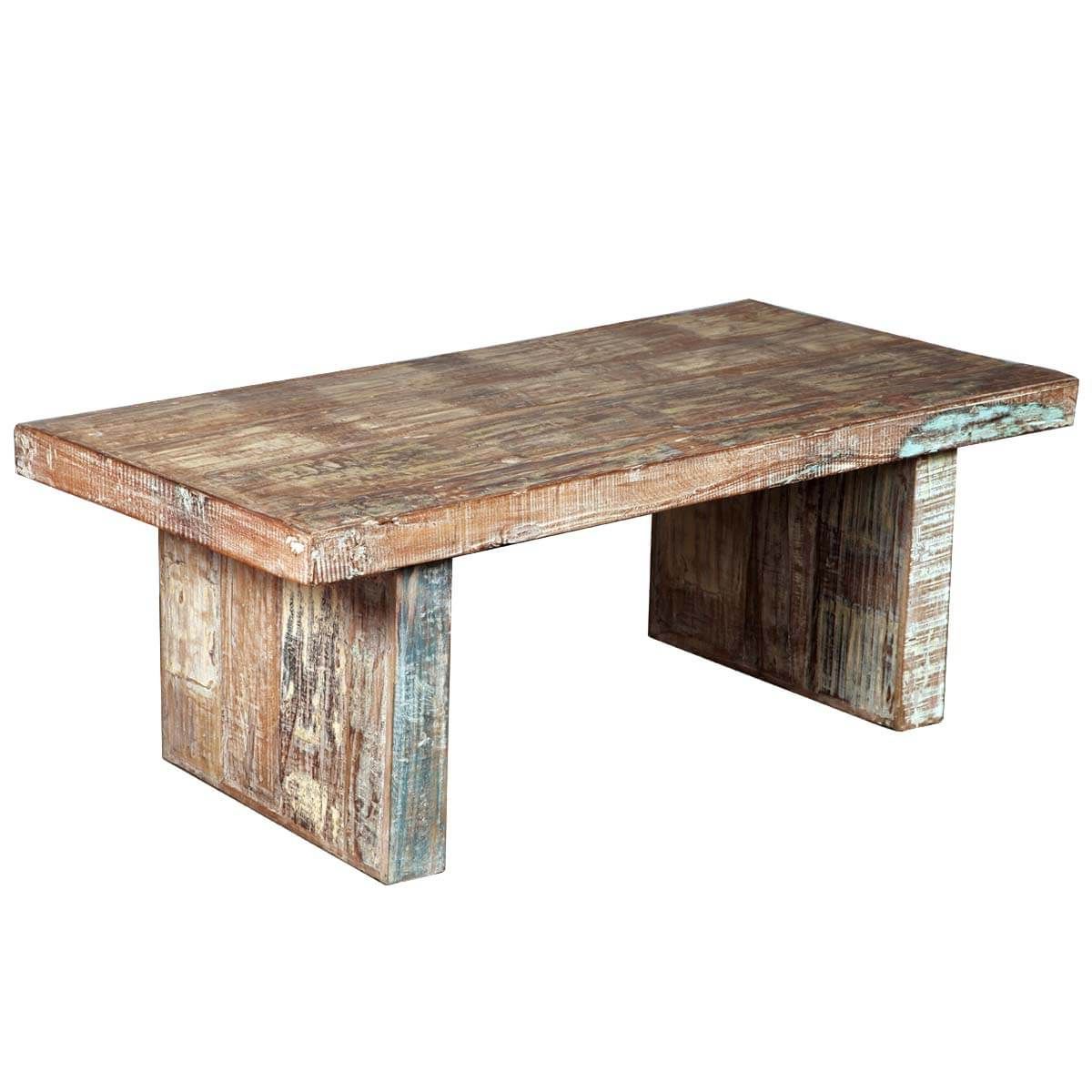 Rustic Mission Reclaimed Wood Distressed Coffee Table With Regard To Most Recent Square Weathered White Wood Coffee Tables (View 8 of 20)