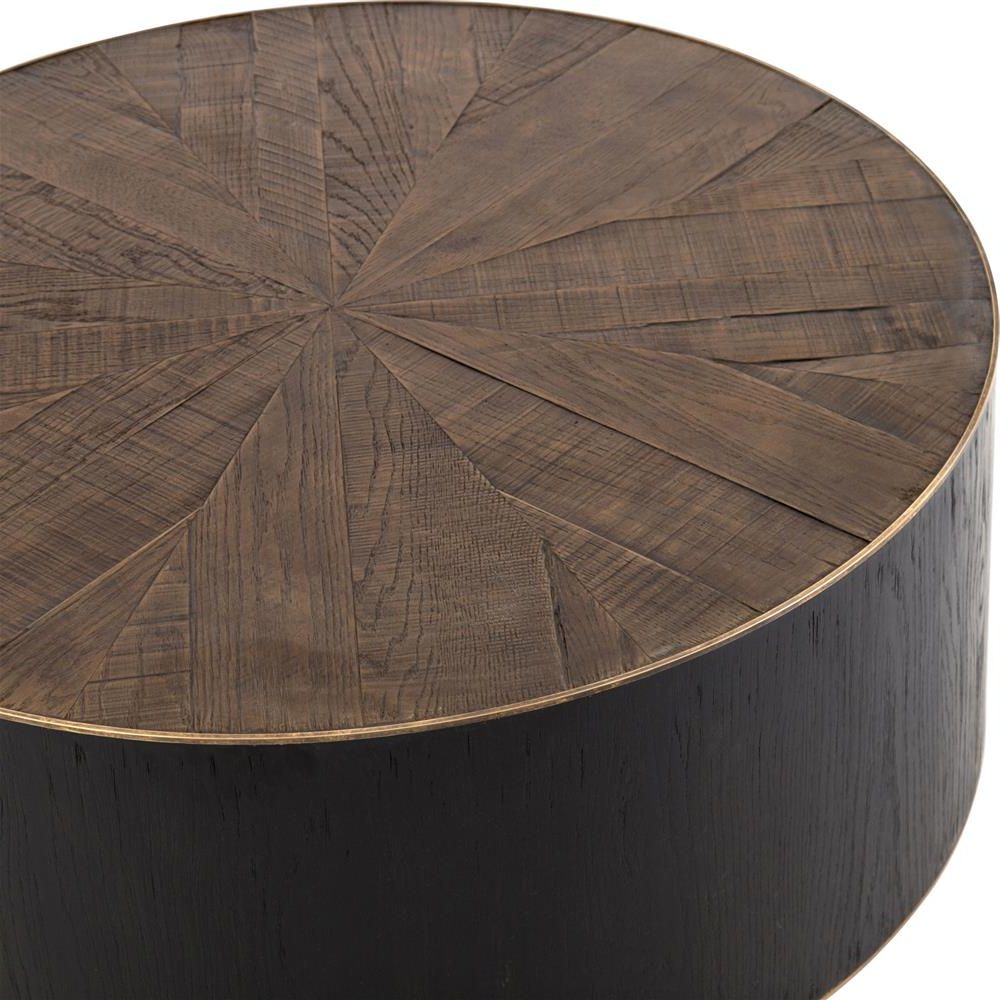Rustic Oak And Black Coffee Tables For Best And Newest Oldman Rustic Lodge Black Brown Round Oak Wood Round (View 15 of 20)