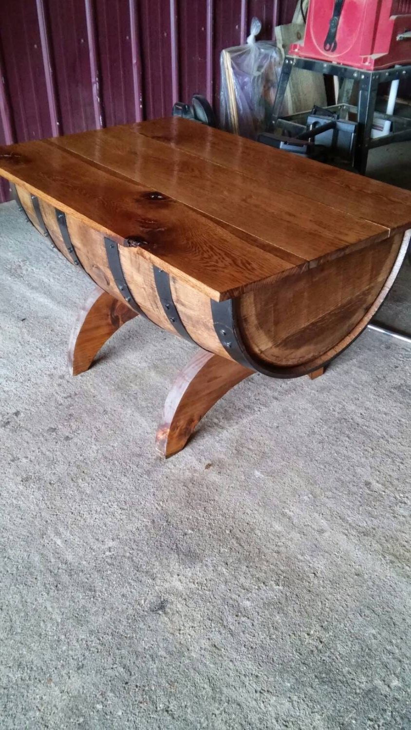 Rustic Oak And Black Coffee Tables In Newest Rustic Oak Whiskey Barrel Coffee Table With Storage Crescent (View 14 of 20)