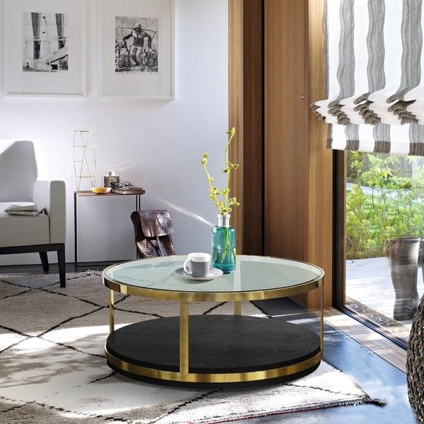 Shop Armen Living Hattie Contemporary Coffee Table In Inside Popular Black And Gold Coffee Tables (View 11 of 20)