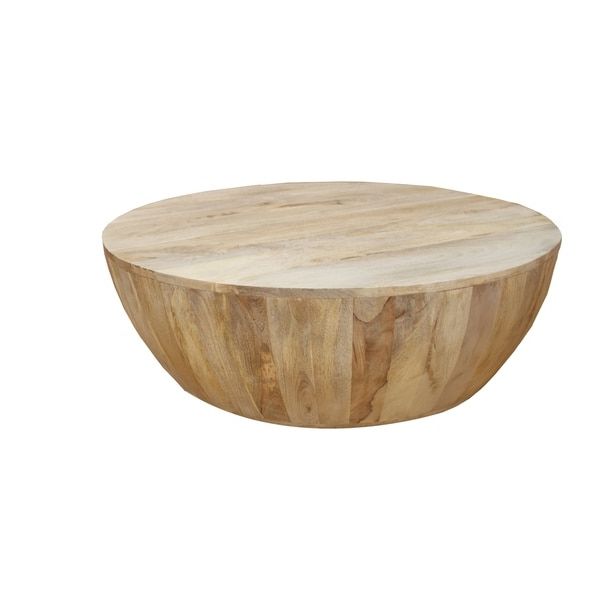 Shop Distressed Mango Wood Coffee Table In Round Shape For Well Known Light Natural Drum Coffee Tables (View 18 of 20)