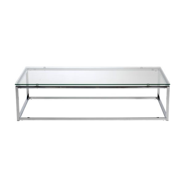 Shop Euro Style Sandor Clear Glass Rectangle Coffee Table Intended For Popular Chrome And Glass Rectangular Coffee Tables (View 10 of 20)