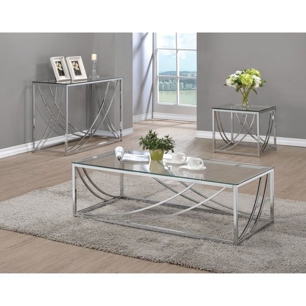 Shop Silver Orchid Brockwell Contemporary Chrome Coffee Within Favorite Chrome Coffee Tables (View 2 of 20)