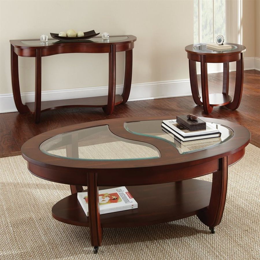Shop Steve Silver Company London Cherry Oval Coffee Table With Latest Silver Coffee Tables (View 2 of 20)