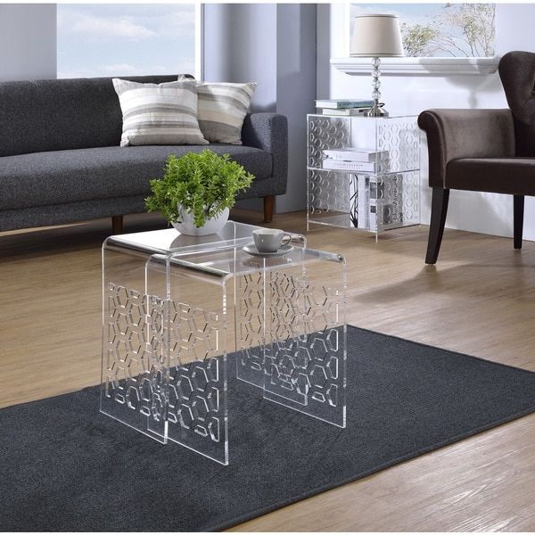 Silver And Acrylic Coffee Tables Pertaining To Most Popular Shop Acrylic Honeycomb Nesting Tables  Set Of  (View 17 of 20)