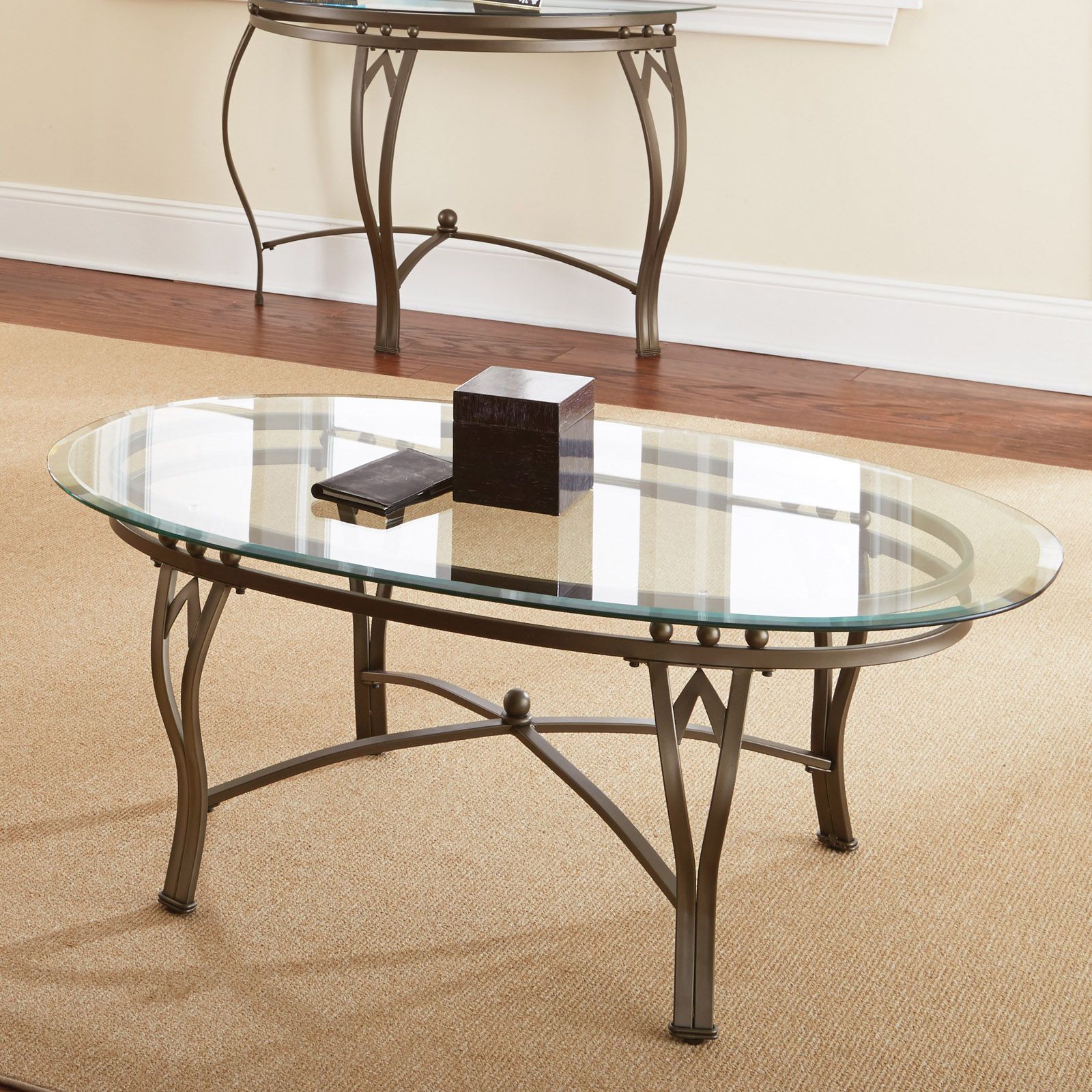 Silver Coffee Tables Within Fashionable Steve Silver Madrid Oval Glass Top Coffee Table – Coffee (View 6 of 20)